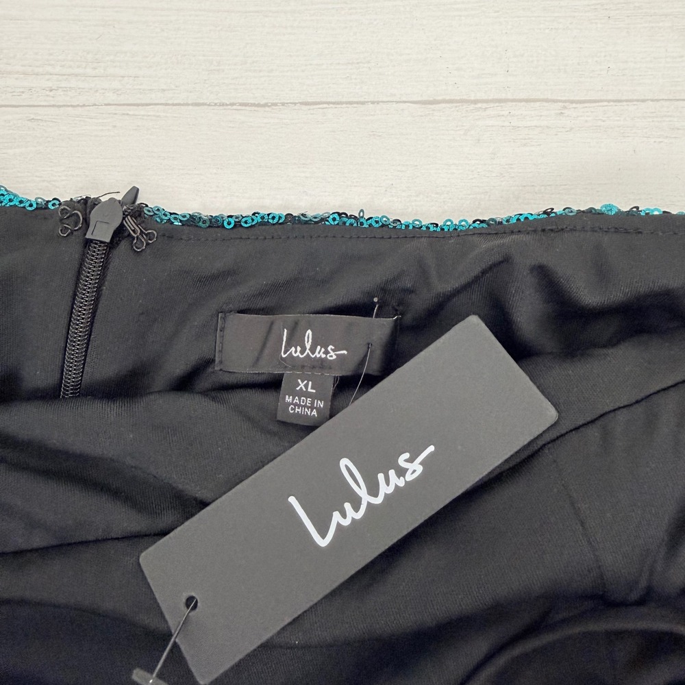 NWT Lulus Sequin Midi Dress‎ XL Teal Lace Up Back Sparkling Party Prom Stretch - Picture 8 of 14